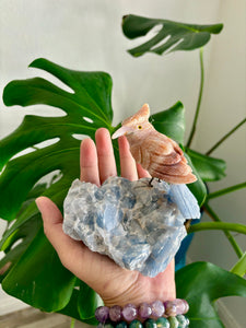 Bird carving on Blue Calcite