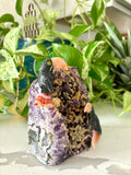 Tucan carvings on Amethyst