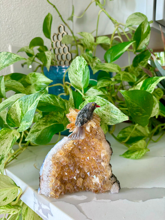 Bird carving on Citrine