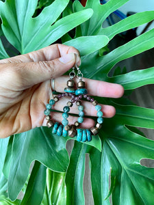 Turquoise - Hematite - Garnet - Moss Agate  Earrings