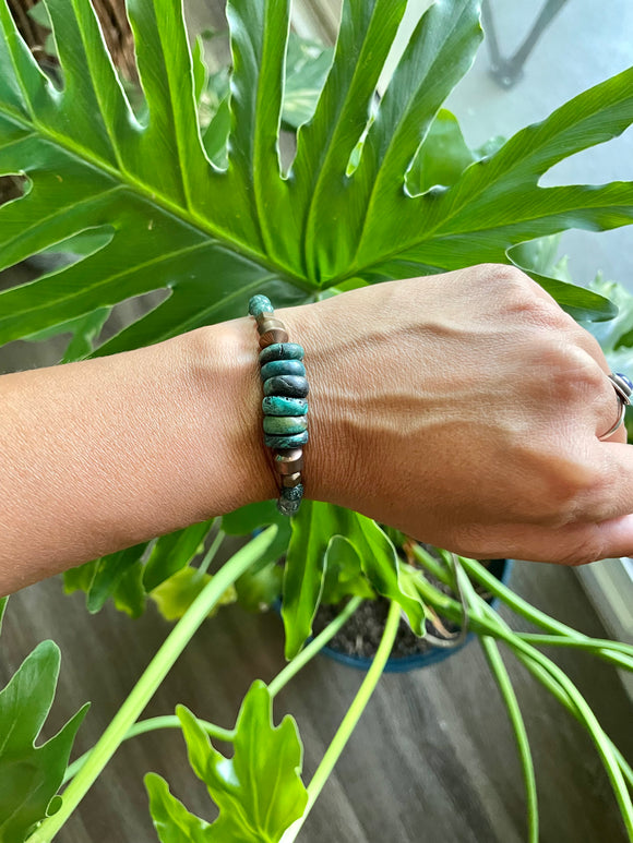 Turquoise - Hematite - Moss Agate bracelet