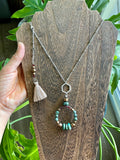 Turquoise - Hematite - Moss Agate - Garnet Necklace