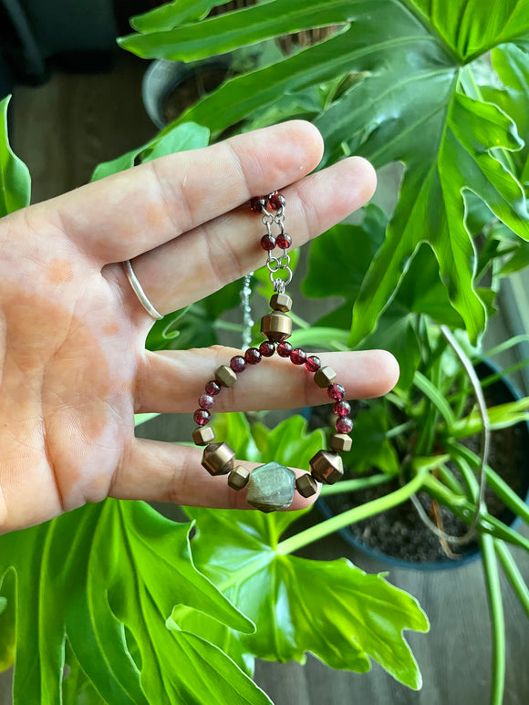 Labradorite - Hematite - Garnet necklace