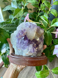 Amethyst on wooden stand