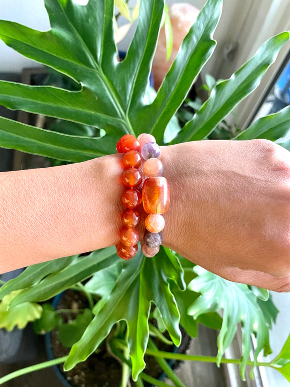 Agate - Carnelian - Rose Quartz bracelets