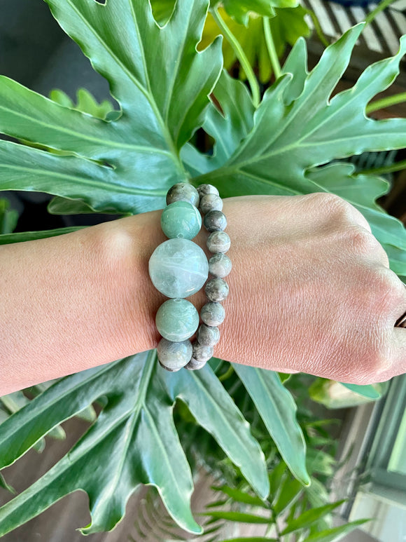 Fluorite - Aventurine - Labradorite Jasper bracelet set