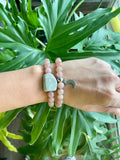 Blue Aragonite - Rose Quartz - Agate bracelet