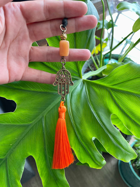 Orange Aventurine ~ Hand of Fatima Necklace