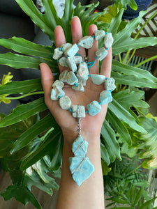 Blue Aragonite & Larimar Necklace