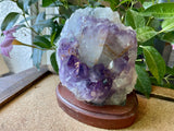 Amethyst on wooden stand