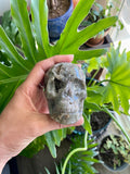 Moss Agate Carved Skull