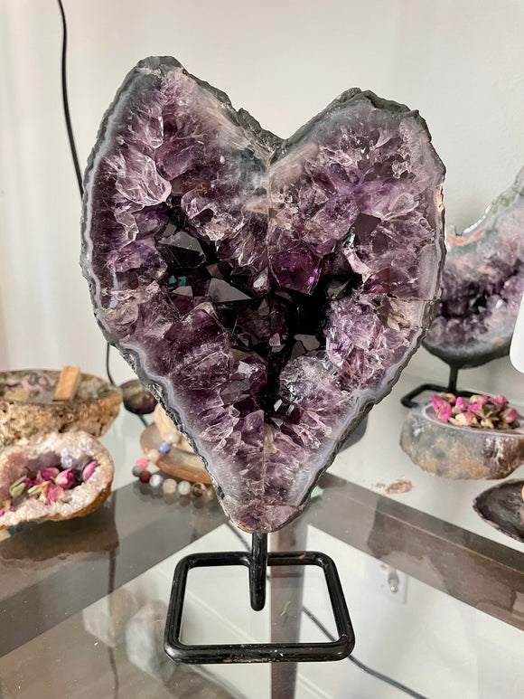 Amethyst Heart Specimen (on metal stand)