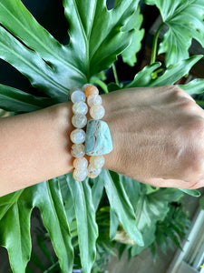 Blue Aragonite & Agate Bracelets