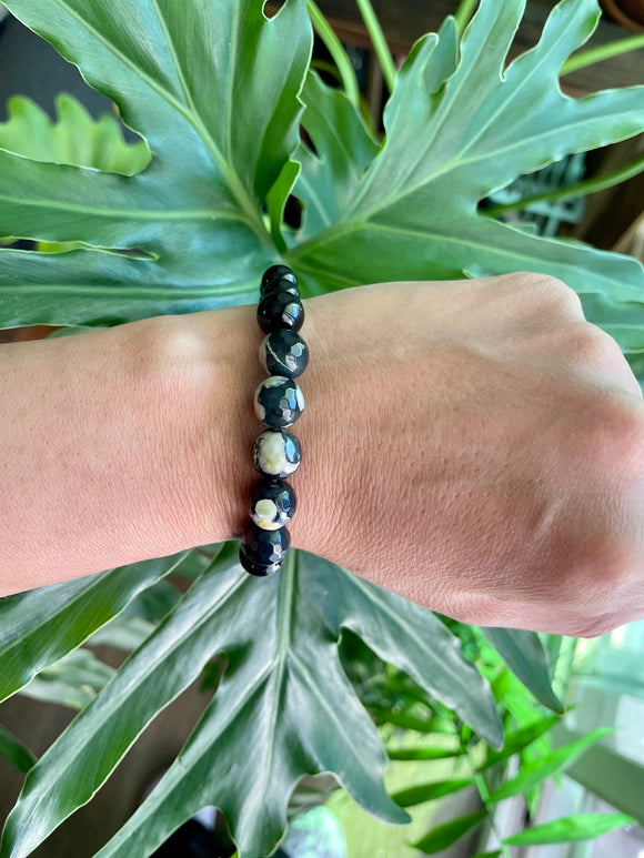 Obsidian and Agate Bracelet