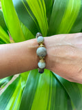 Coral Fossil ~ Labradorite ~ Tigers eye ~ Agate bracelet