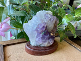 Amethyst on wooden stand