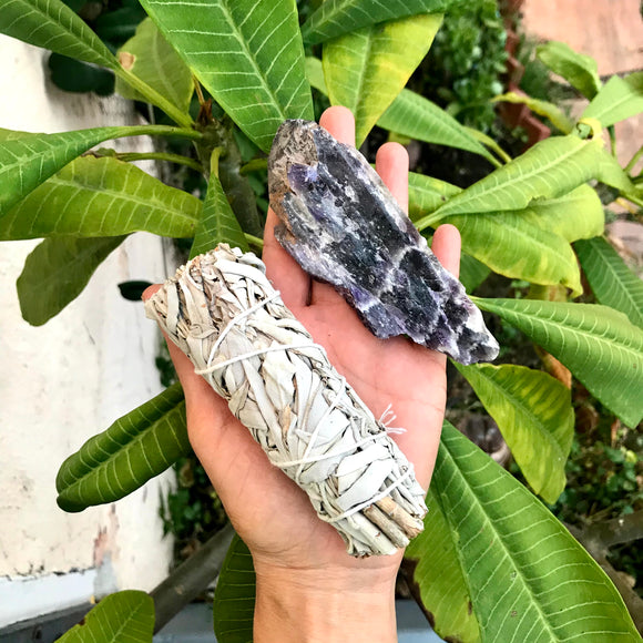 Chevron Amethyst & White Sage