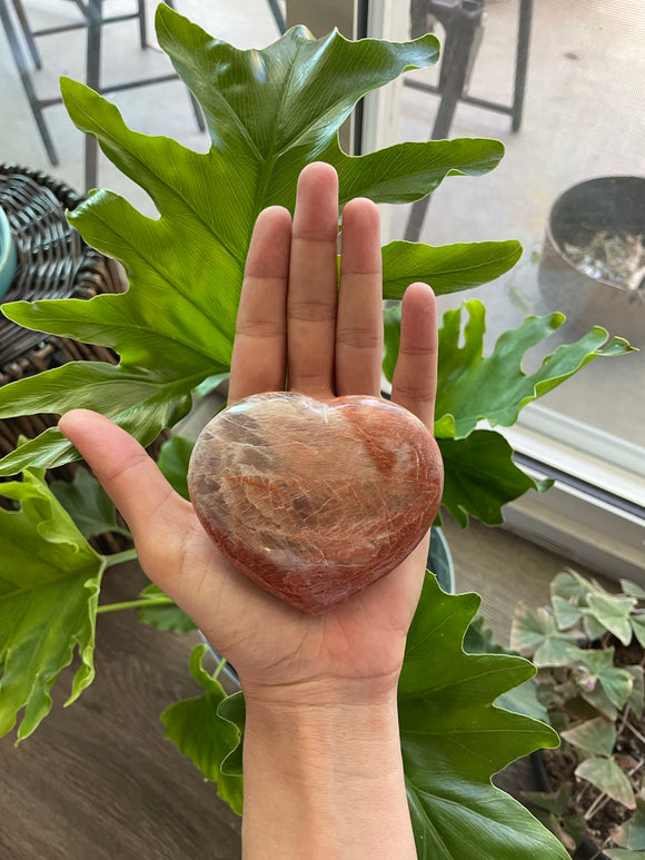 Peach Moonstone heart